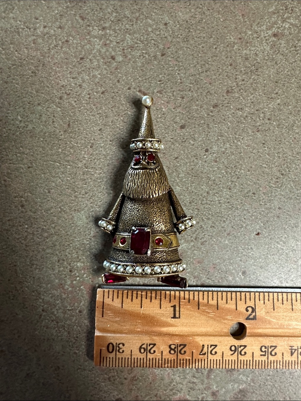 Vintage Signed Hollycraft Christmas Tree Santa Claus Brooch Pin Red Rhinestone - Picture 14 of 15